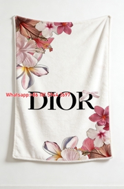Dior Tropical Floral Frame Flannel Sofa Throw Blanket D495